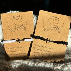 2PC Adjustable Cross Bracelets B&W|Friendship, Partnership, etc.